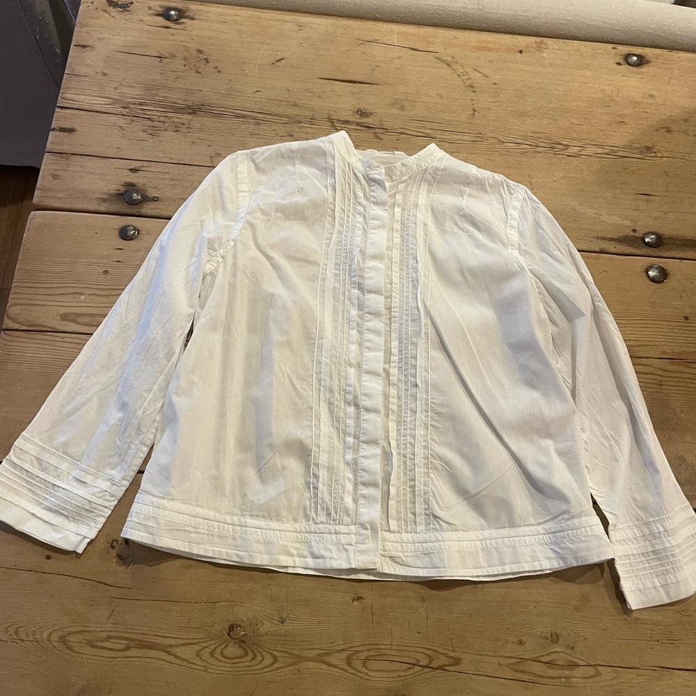 Women's White Pintuck Button-Front Blouse